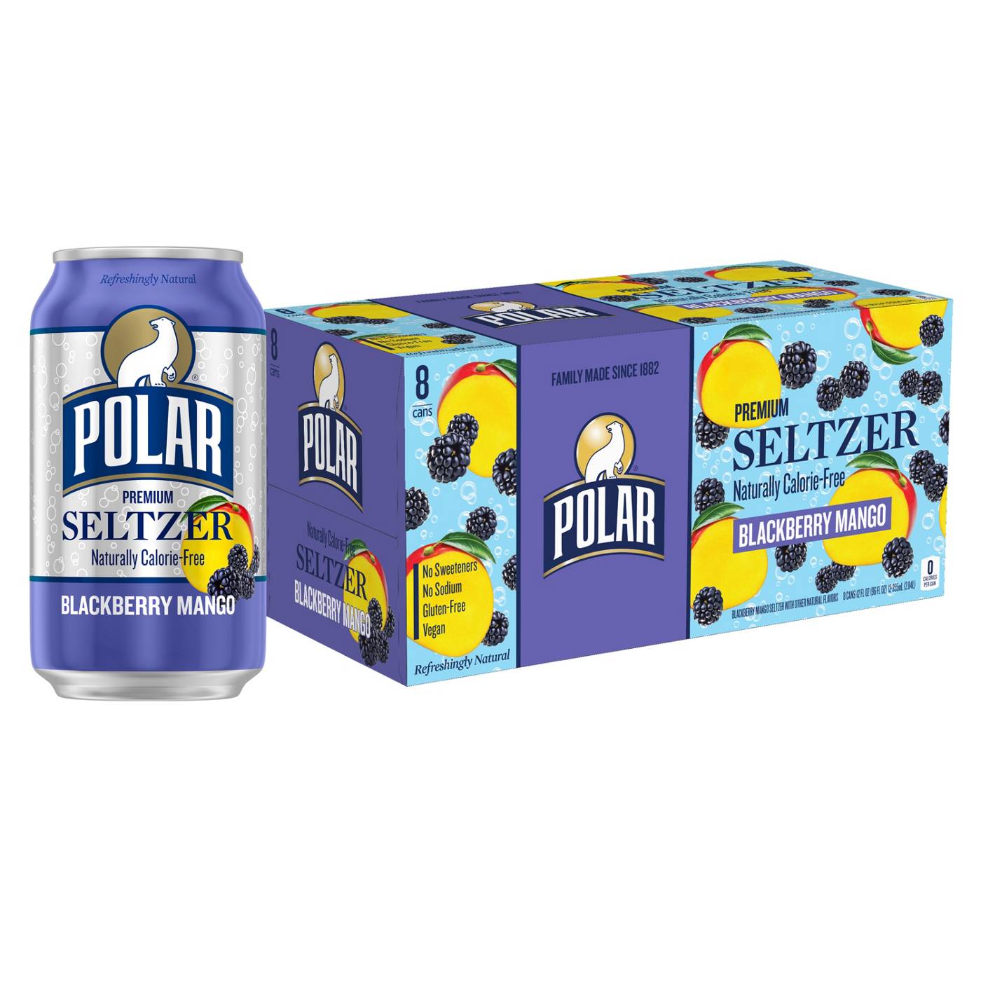 Polar Seltzer Water Blackberry Mango 8 pk Cans; image 1 of 5