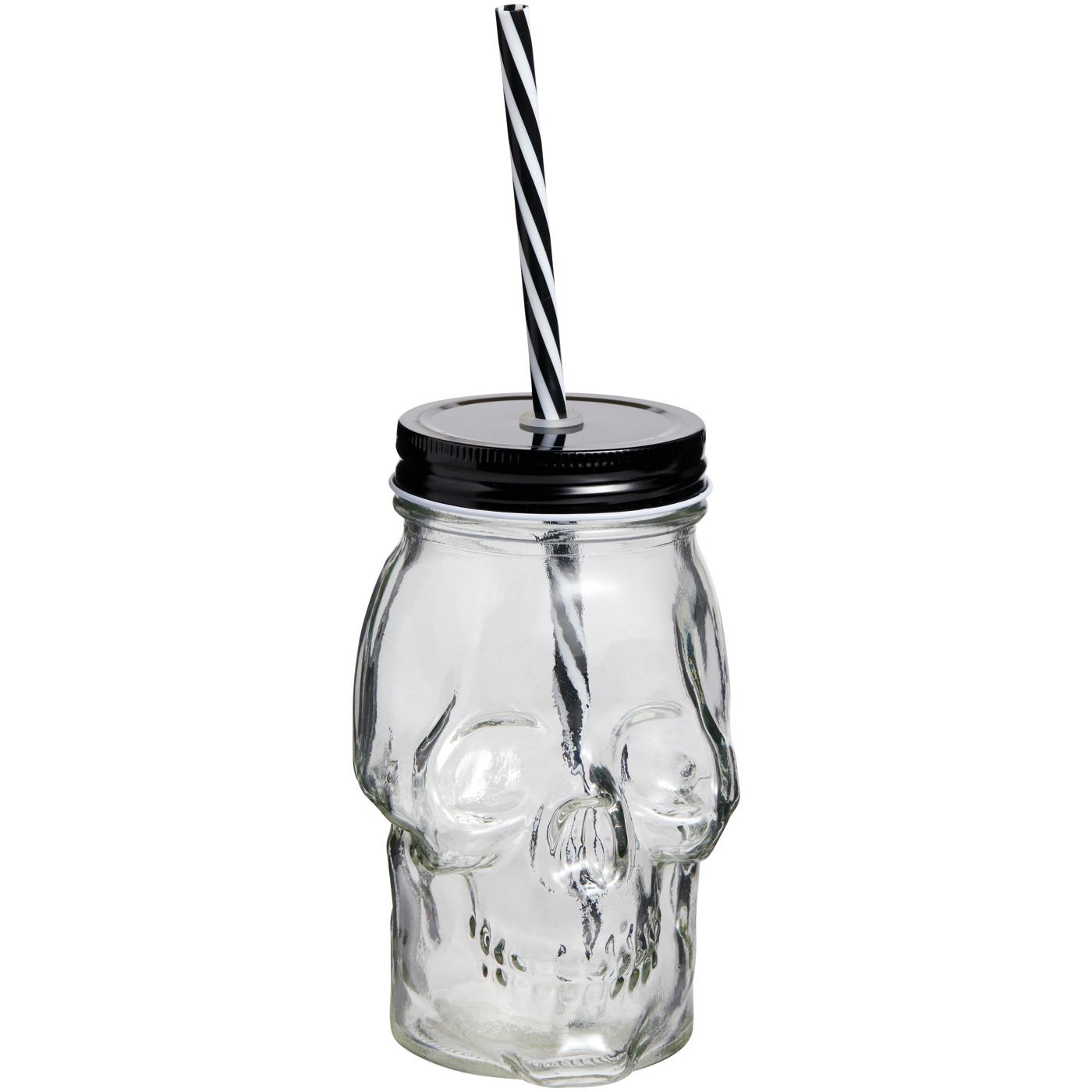 Destination Holiday Halloween Skull Glass with Straw - Clear; image 1 of 2