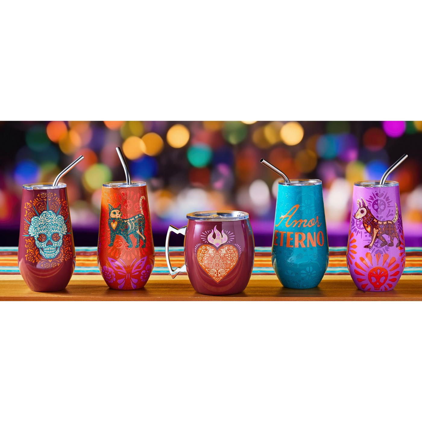 Destination Holiday Dia de Los Muertos El Perro Stemless Tumbler - Purple; image 2 of 2