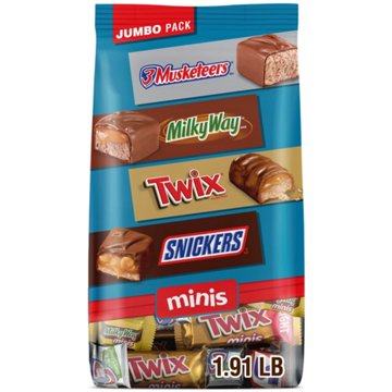 Snickers, Twix, Milky Way & 3 Musketeers Minis Chocolate Candy Bars Variety Jumbo Pack, 30.63 oz