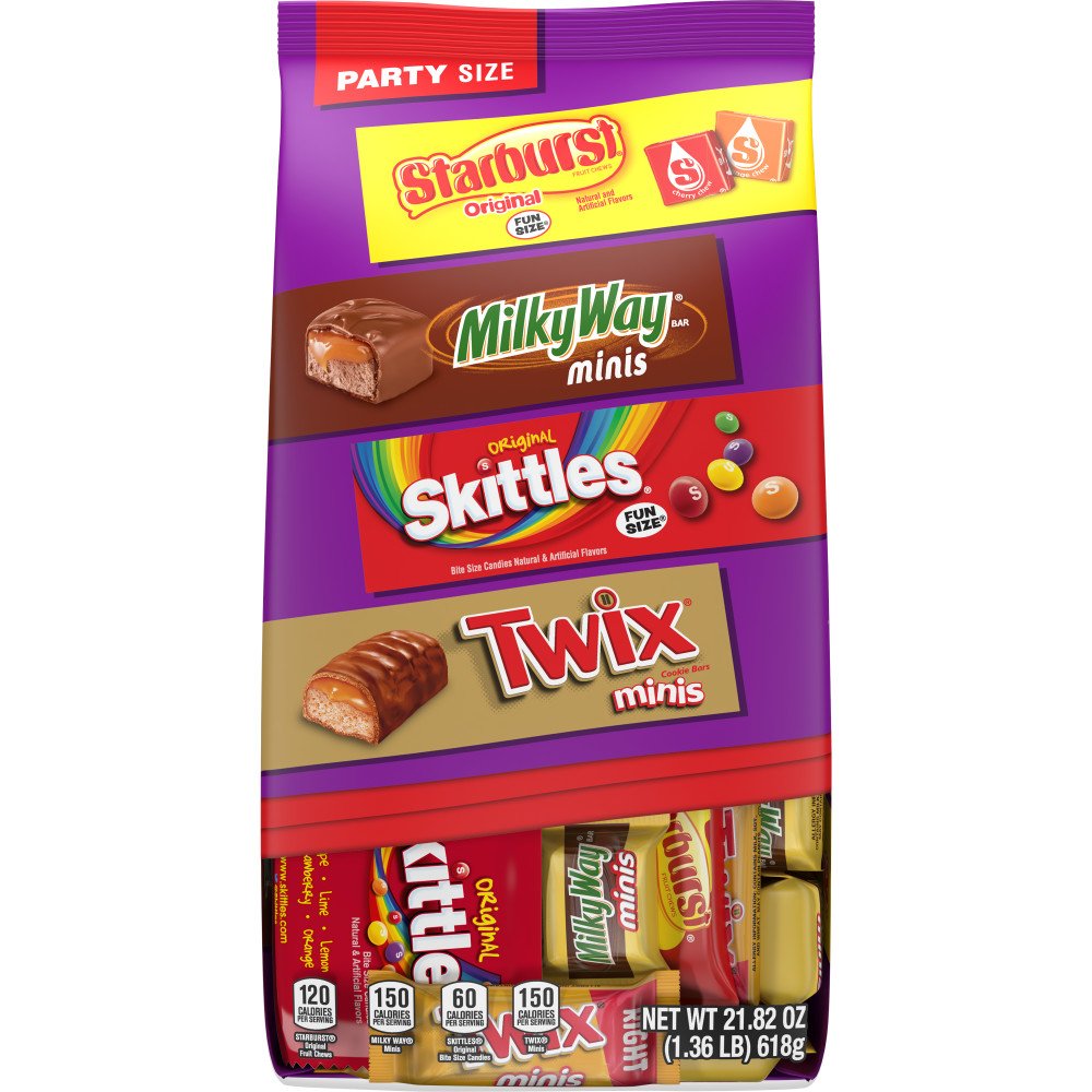 Twix, Milky Way, Skittles, & Starburst Assorted Minis Candy - Party ...