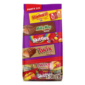 Twix, Milky Way, Skittles, & Starburst Assorted Minis Candy - Party Size, 21.82 oz