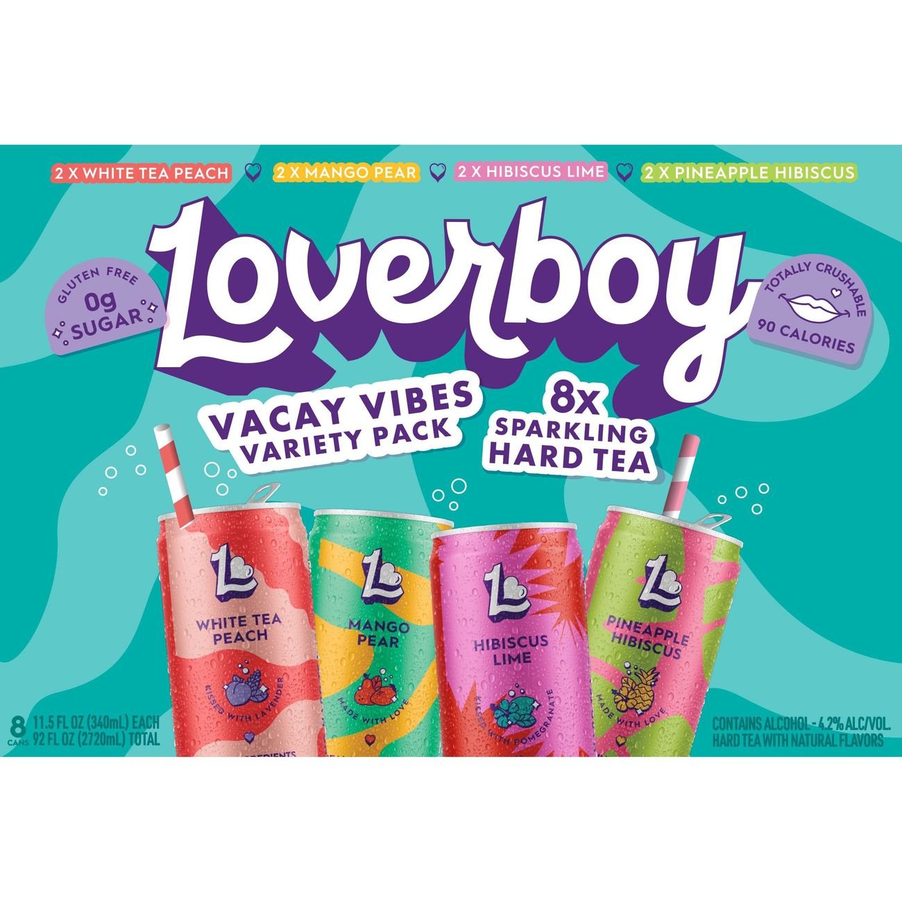 Loverboy Vacay Vibes Sparkling Hard Tea Variety 8 pk Cans - Shop Malt ...
