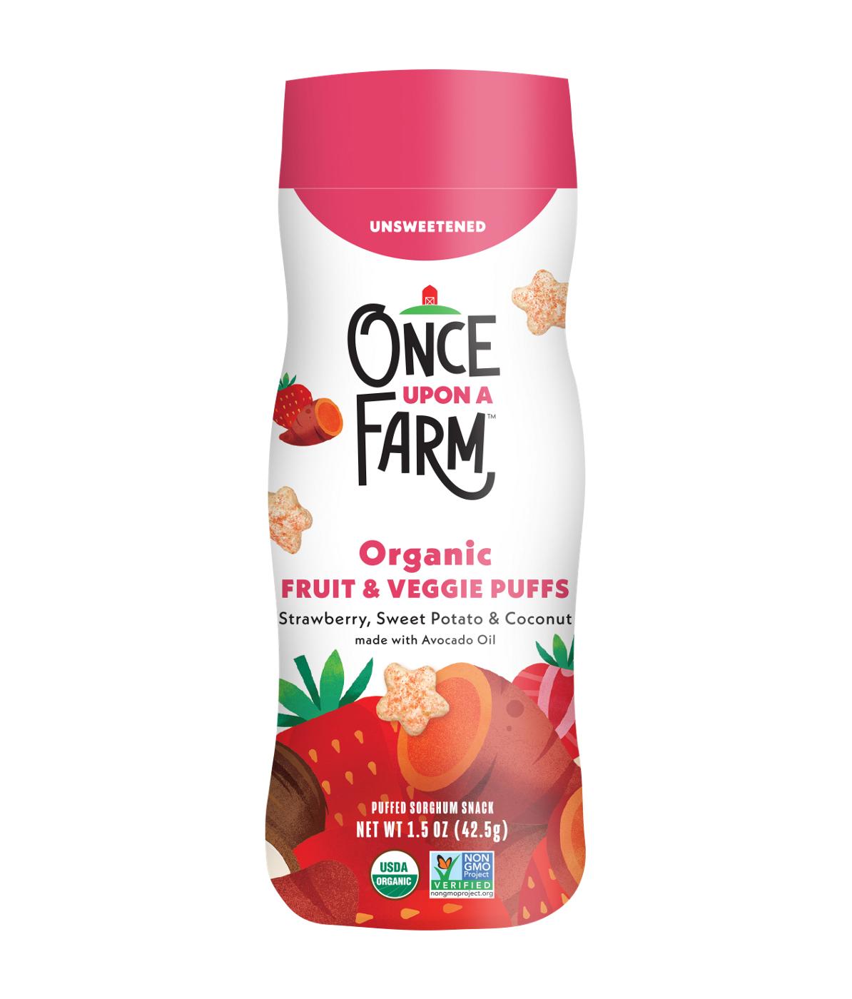 Once Upon a Farm Organic Fruit & Veggie Puffs - Strawberry, Sweet Potato & Coconut; image 1 of 3