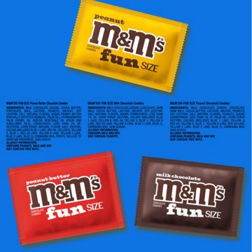 M&M'S Milk Chocolate & Peanut Mix Fun Size Variety Pack - Party Size, 19.41 oz