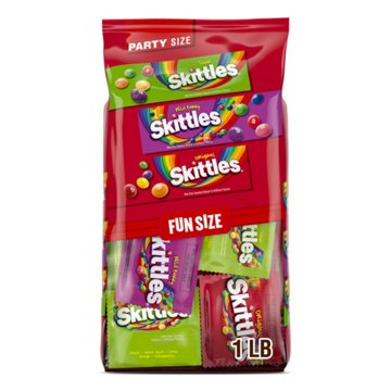 Skittles Assorted Fun Size Chewy Fruit Candy - Party Size, 26.46 oz