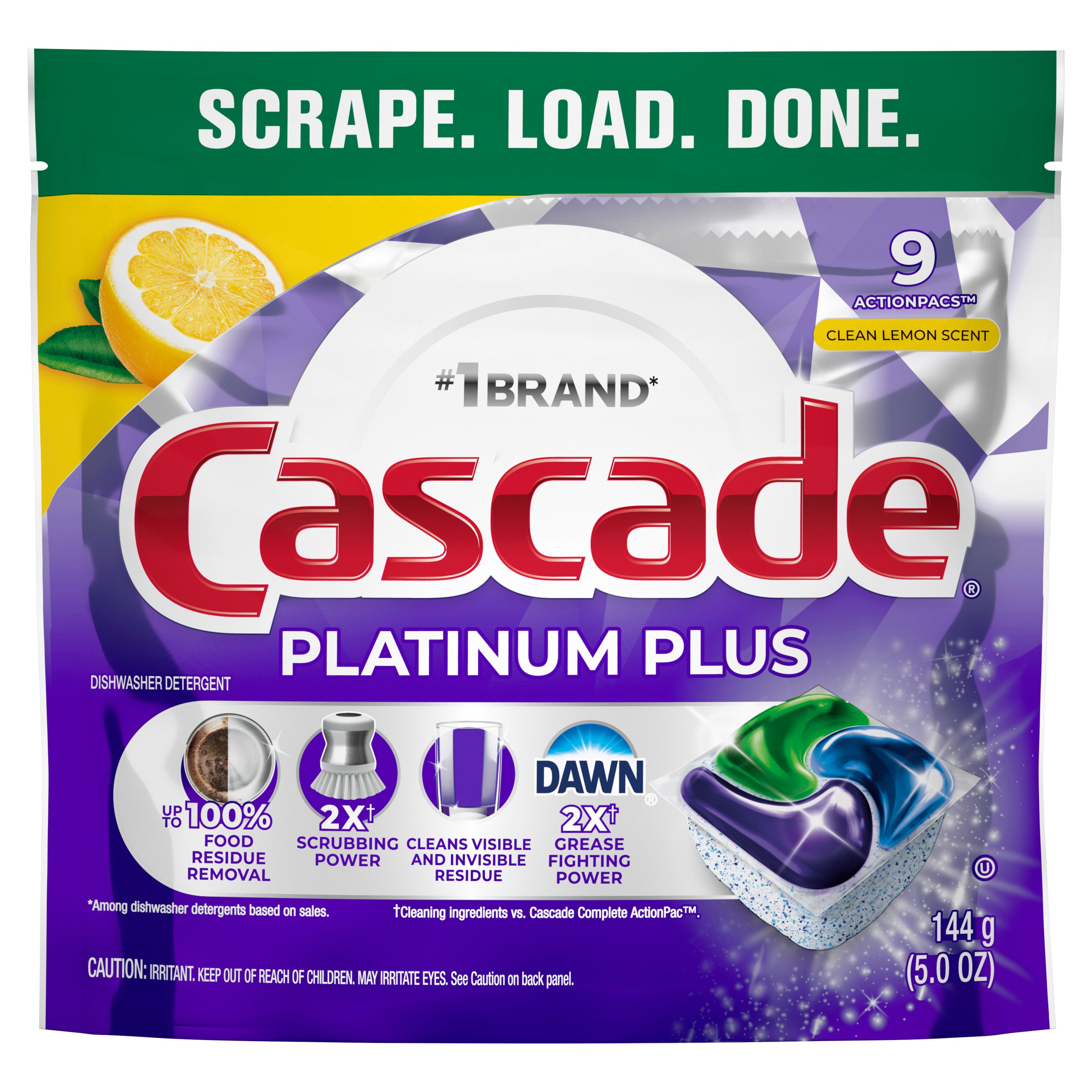 Cascade Platinum Plus Clean Lemon Scent Dishwasher Detergent ActionPacs
