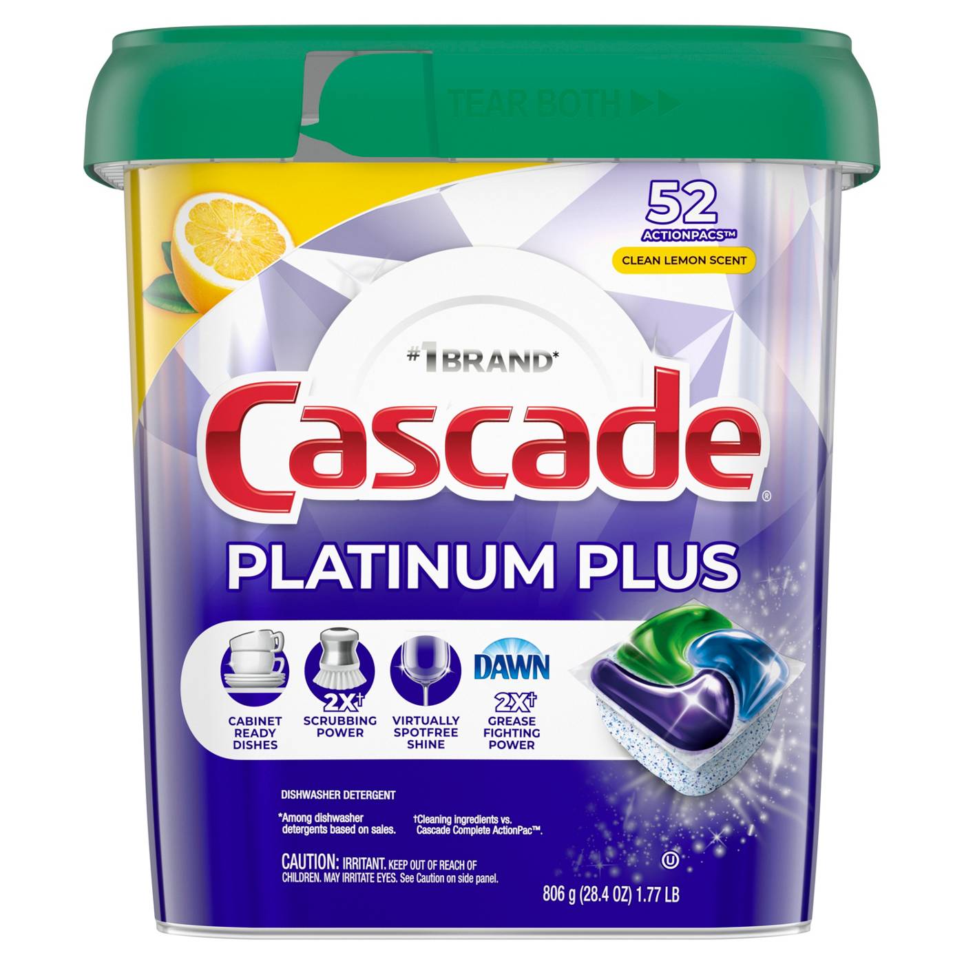 Cascade Platinum ActionPacs Dishwasher Detergent Pods - Lemon; image 10 of 10