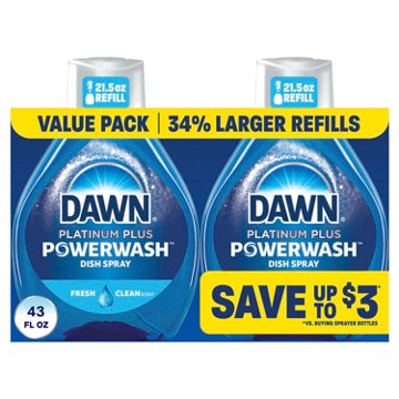 Dawn Platinum Plus Powerwash Dish Spray Refill Value Pack - Fresh, 43 oz