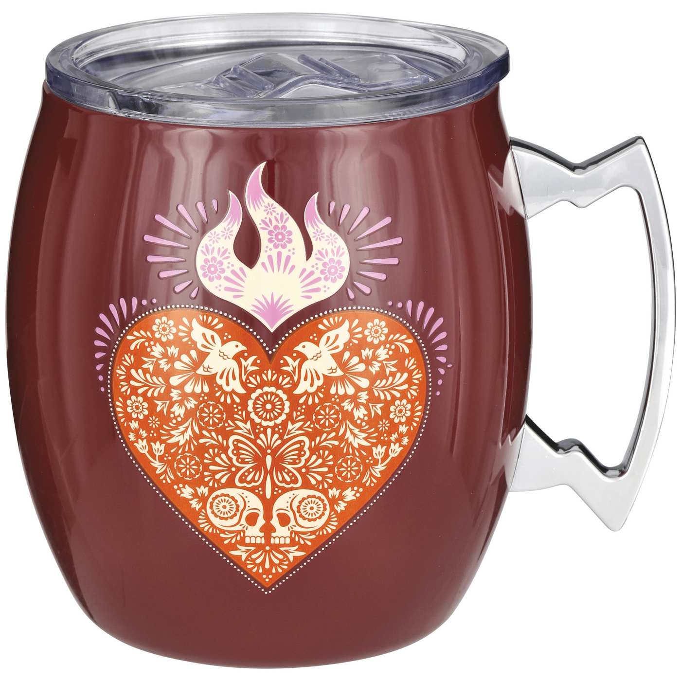 Destination Holiday Dia de los Muertos Sacred Heart Moscow Mule Mug - Maroon; image 1 of 2