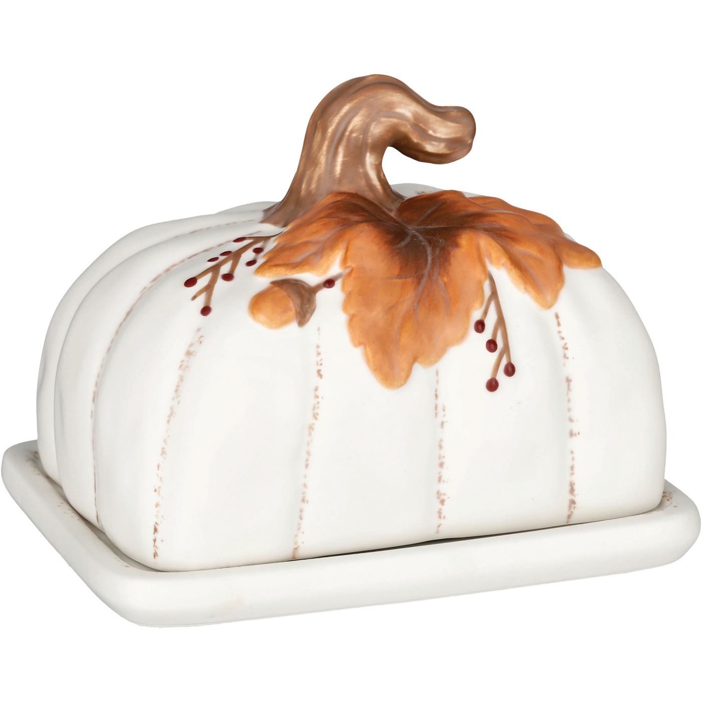 Destination Holiday Fall Pumpkin Butter Dish; image 1 of 2