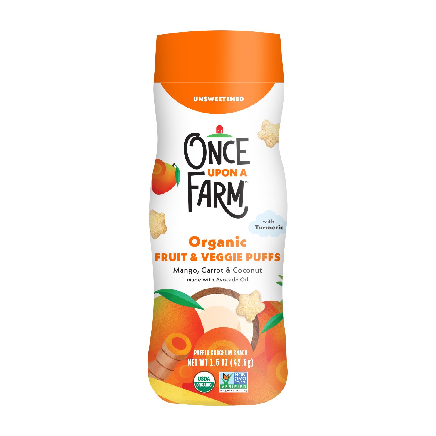 Once Upon a Farm Organic Fruit & Veggie Puffs - Mango, Carrot & Coconut ...