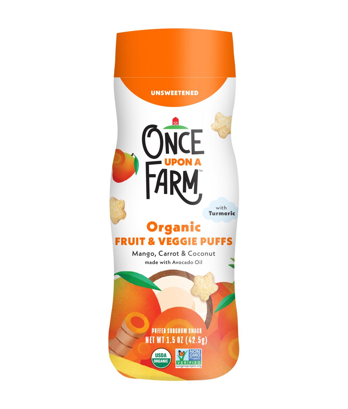 Once Upon a Farm Organic Fruit & Veggie Puffs - Mango, Carrot & Coconut; image 1 of 3