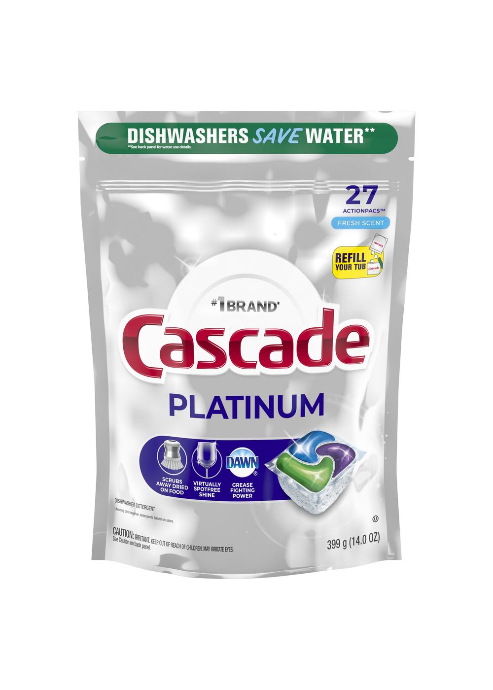Cascade Platinum Fresh Scent Dishwasher Detergent ActionPacs; image 1 of 2