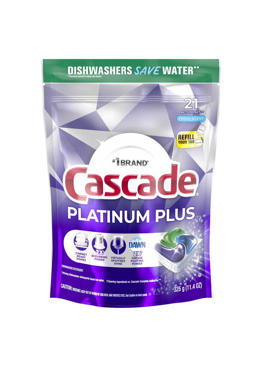 Cascade Platinum Plus Fresh Scent Dishwasher Detergent ActionPacs; image 1 of 2