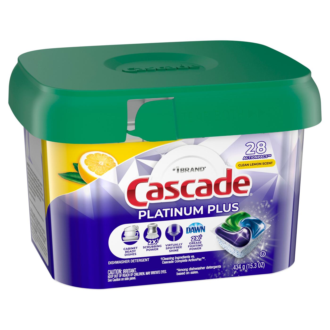 Cascade Platinum Plus Dishwasher Pods, Lemon Scent; image 8 of 16