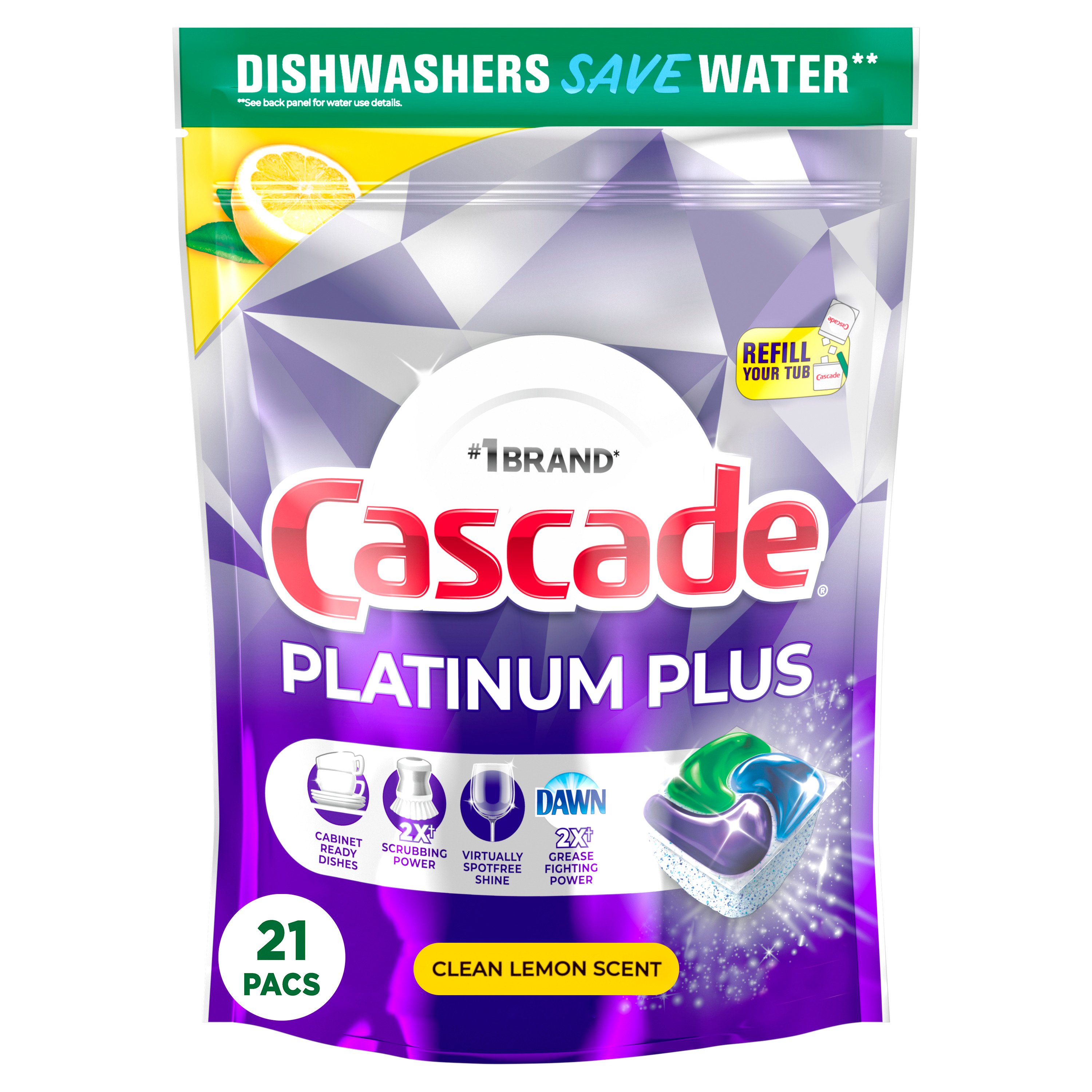 Cascade Platinum Plus Clean Lemon Scent Dishwasher Detergent Actionpacs Shop Dish Soap