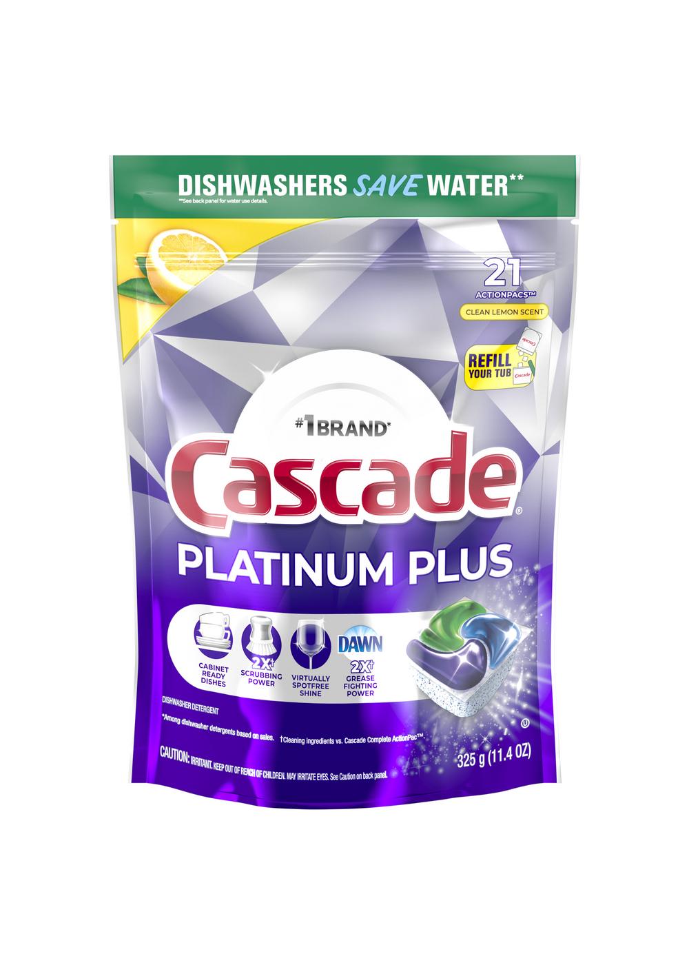 Cascade Platinum Plus Clean Lemon Scent Dishwasher Detergent ActionPacs; image 1 of 2