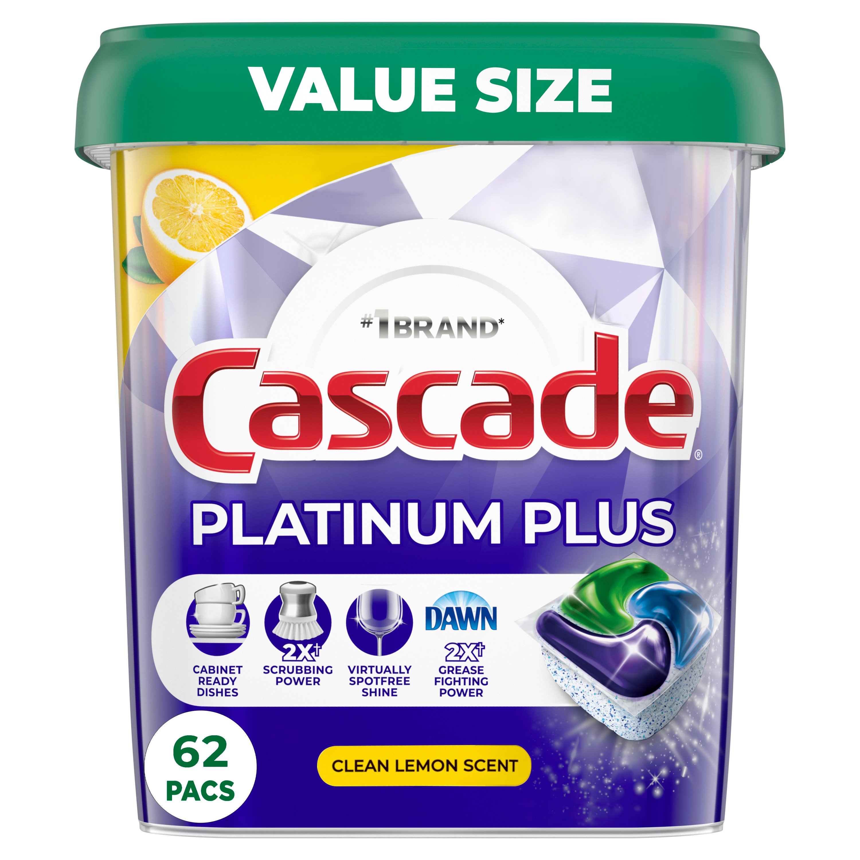 Cascade Platinum Plus Clean Lemon Scent Dishwasher Detergent ActionPacs