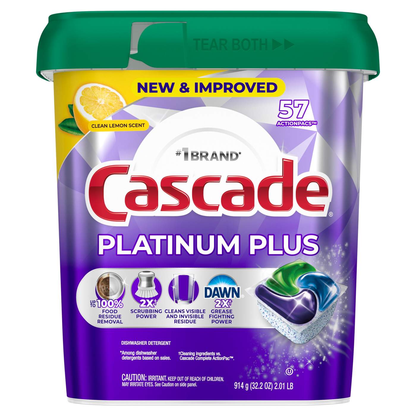 Cascade Platinum Plus Dishwasher Pods, Lemon Scent; image 1 of 16