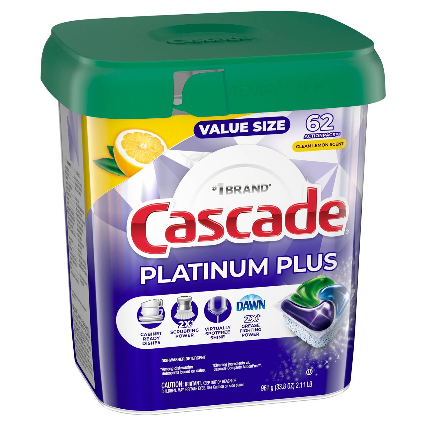 Cascade Platinum ActionPacs Dishwasher Detergent Pods - Lemon; image 5 of 10