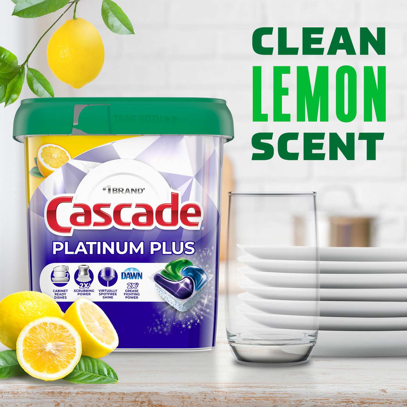 Cascade Platinum Plus Dishwasher Pods, Lemon Scent; image 7 of 16
