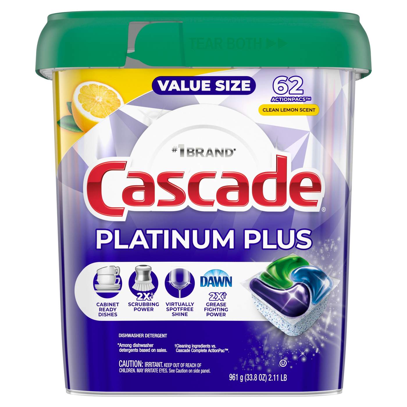 Cascade Platinum ActionPacs Dishwasher Detergent Pods - Lemon; image 9 of 10