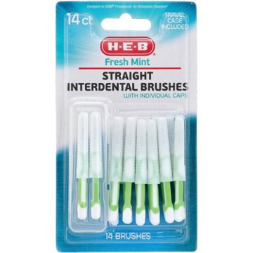 H-E-B Straight Interdental Brushes Floss Picks - Fresh Mint, 14 ct