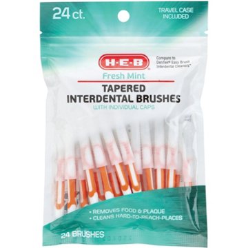 H-E-B Tapered Interdental Brushes Floss Picks - Fresh Mint, 24 ct