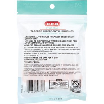H-E-B Tapered Interdental Brushes Floss Picks - Fresh Mint, 24 ct