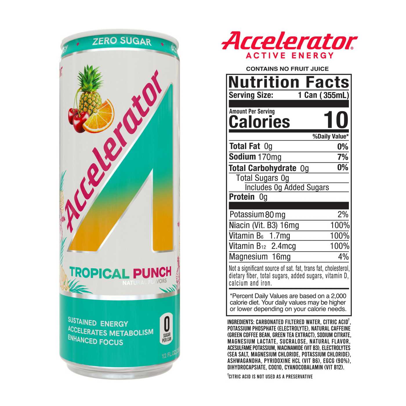 Accelerator Zero Sugar Energy Drink - Tropical Punch; image 2 of 5