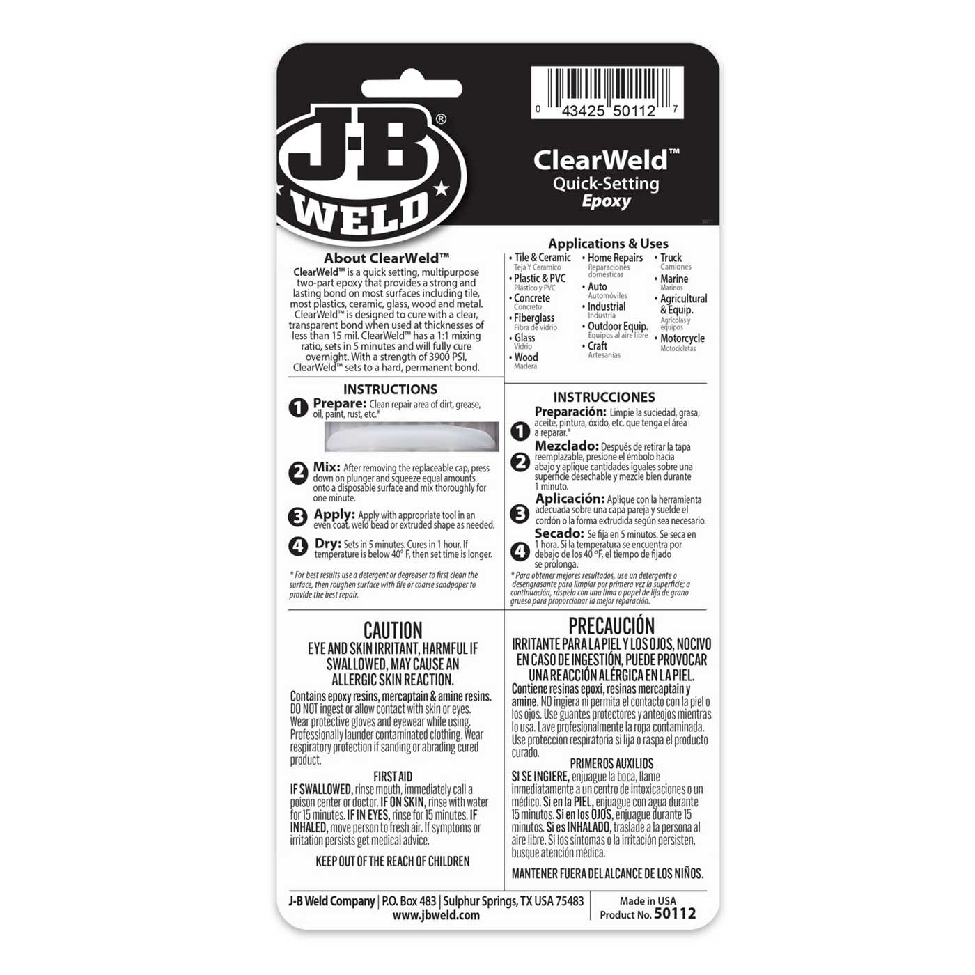 J-B Weld ClearWeld Quick Setting Epoxy; image 2 of 2