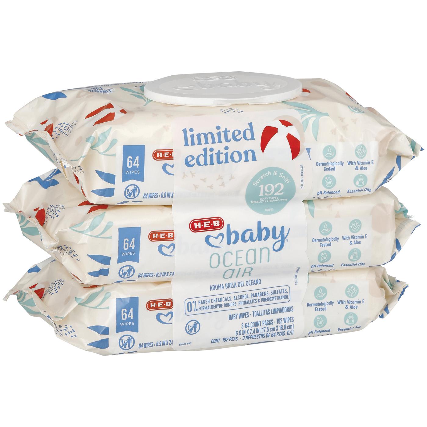 H-E-B Baby Ocean Air Scented Limited Edition Wipes, 3 pk; image 2 of 2