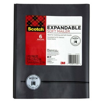 Scotch Expandible Soft Mailers, 6 Ct, 10" x 3.5" x 12.9"