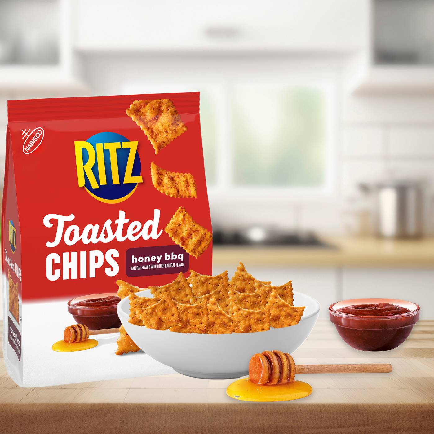 Ritz Toasted Chips Honey BBQ Crackers; image 4 of 9