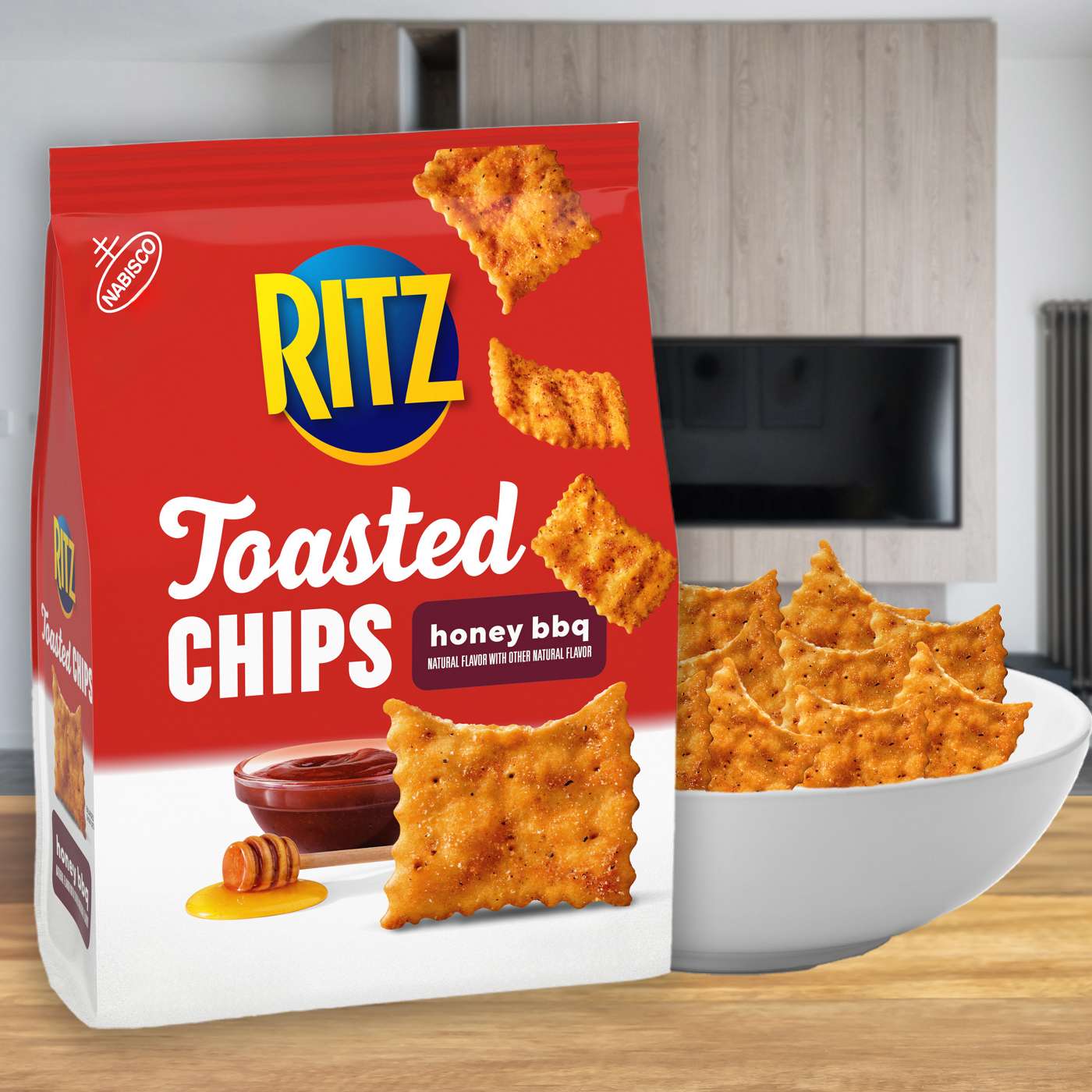 Ritz Toasted Chips Honey BBQ Crackers; image 7 of 9