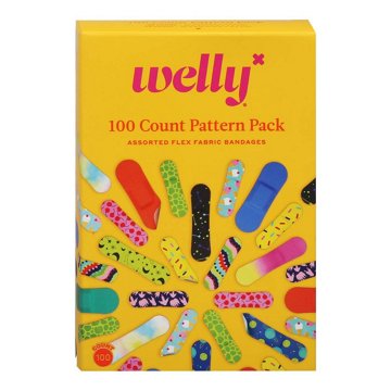 Welly Flex Fabric Pattern Pack Bandages - Assorted Sizes, 100 ct
