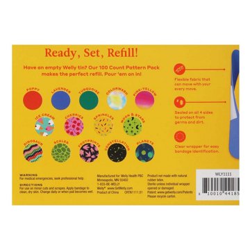 Welly Flex Fabric Pattern Pack Bandages - Assorted Sizes, 100 ct