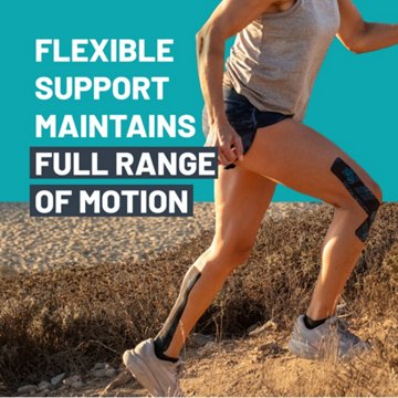 KT Tape Pro Ice Synthetic Kinesiology Tape, Precut Strips - Black/Aqua, 20 ct