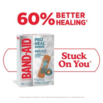 Band-Aid Pro Heal Bandages + Hydrocolloid Pad - All One Size, 10 ct