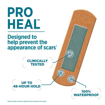 Band-Aid Pro Heal Bandages + Hydrocolloid Pad - All One Size, 10 ct
