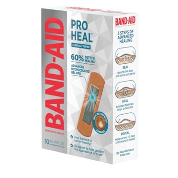 Band-Aid Pro Heal Bandages + Hydrocolloid Pad - All One Size, 10 ct