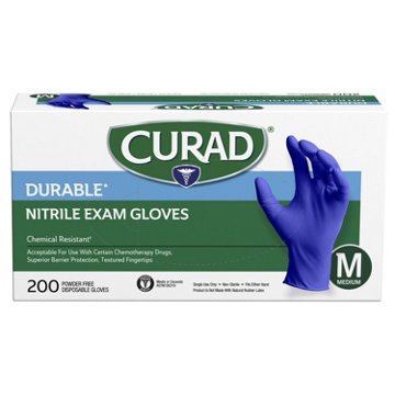 Curad Durable Nitrile Exam Gloves -  Medium