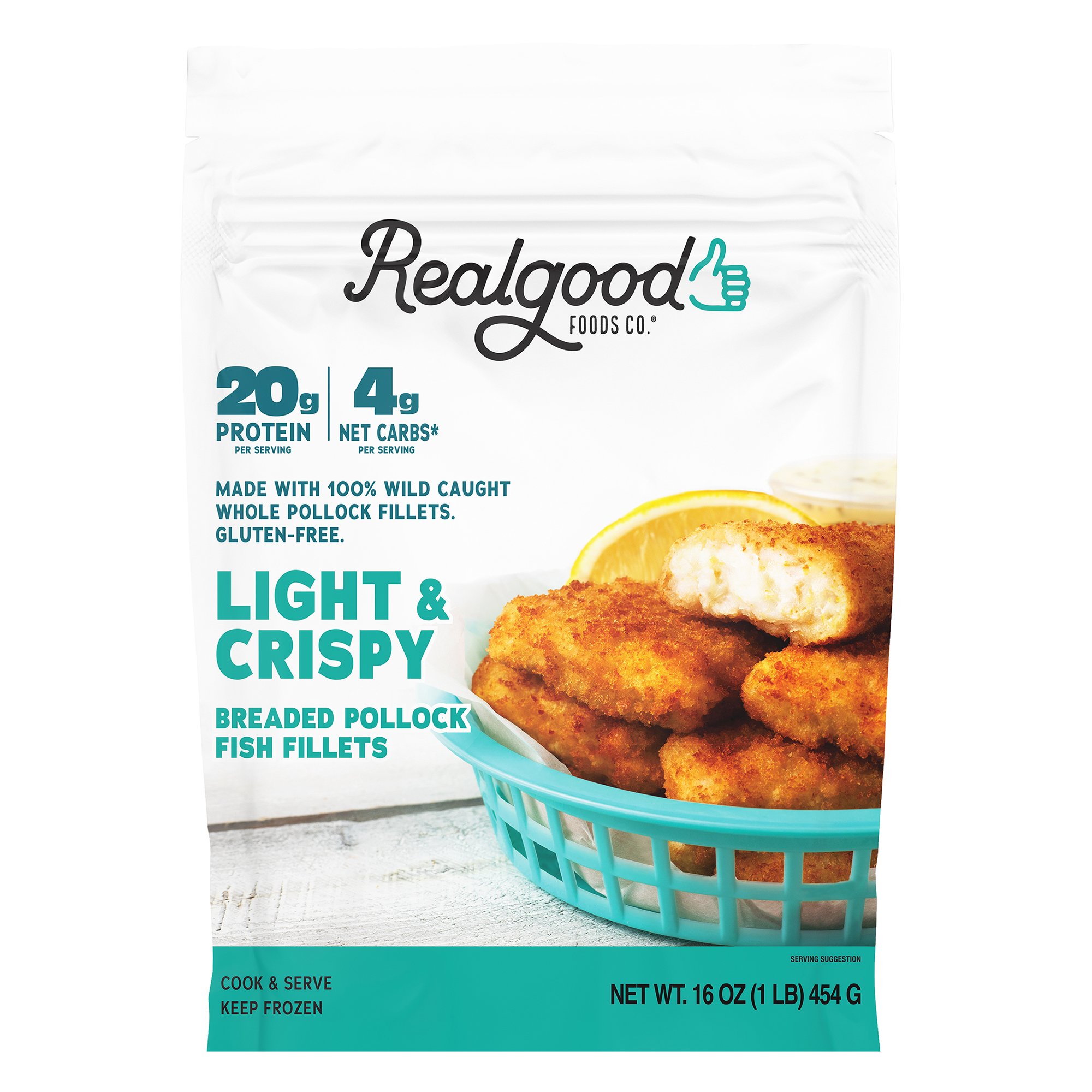 Realgood Foods Co. Frozen Light & Crispy Breaded Pollock Fish Fillets ...