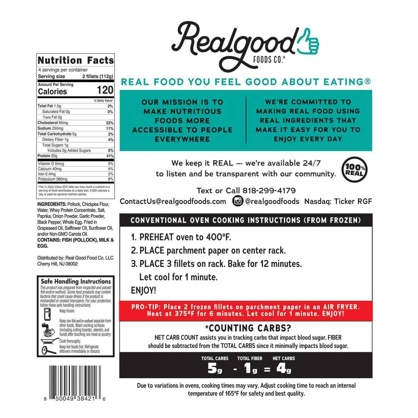 Realgood Foods Co. Frozen Light & Crispy Breaded Pollock Fish Fillets; image 2 of 2