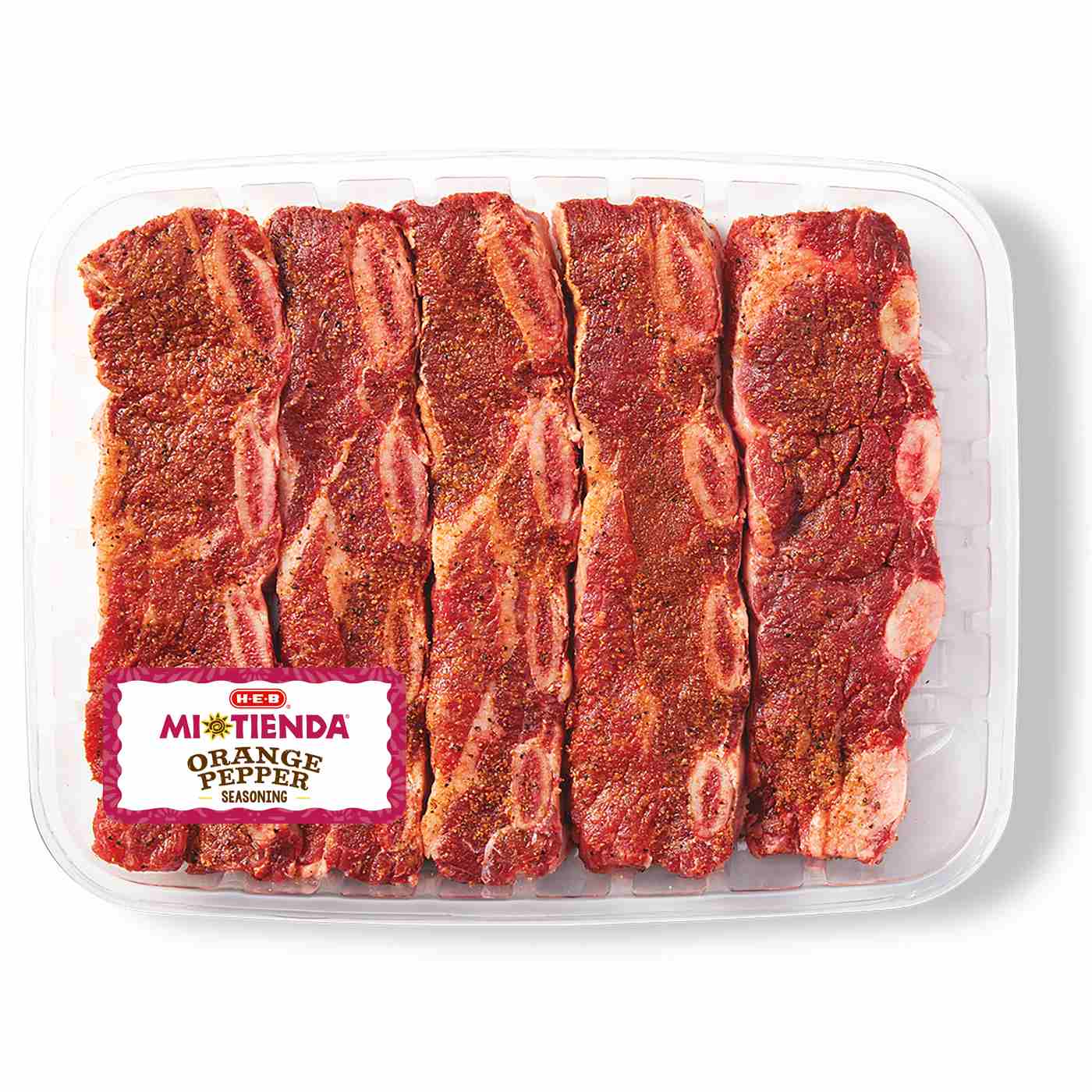H-E-B Mi Tienda Seasoned Beef Flanken Ribs – Orange Pepper – Value Pack ...