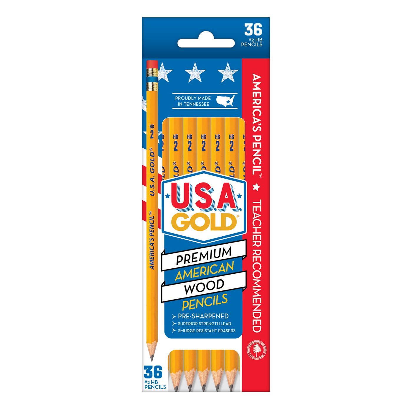 USA Gold Pre-Sharpened No.2 Wooden Pencils; image 1 of 5