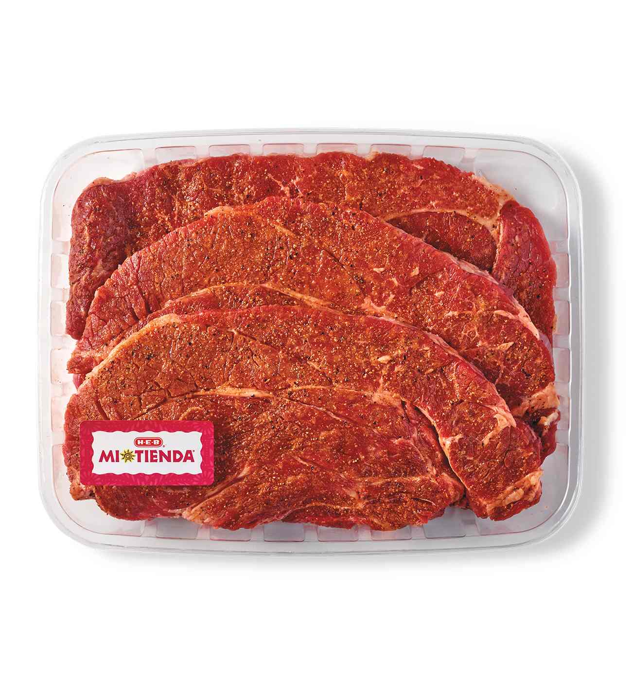 H-E-B Mi Tienda Seasoned Boneless Beef Chuck Steaks – Orange Pepper – Value Pack; image 1 of 2