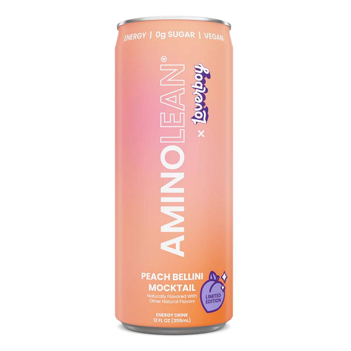 AminoLean x Loverboy Zero Sugar Vegan Energy Drink - Peach Bellini Mocktail; image 1 of 5