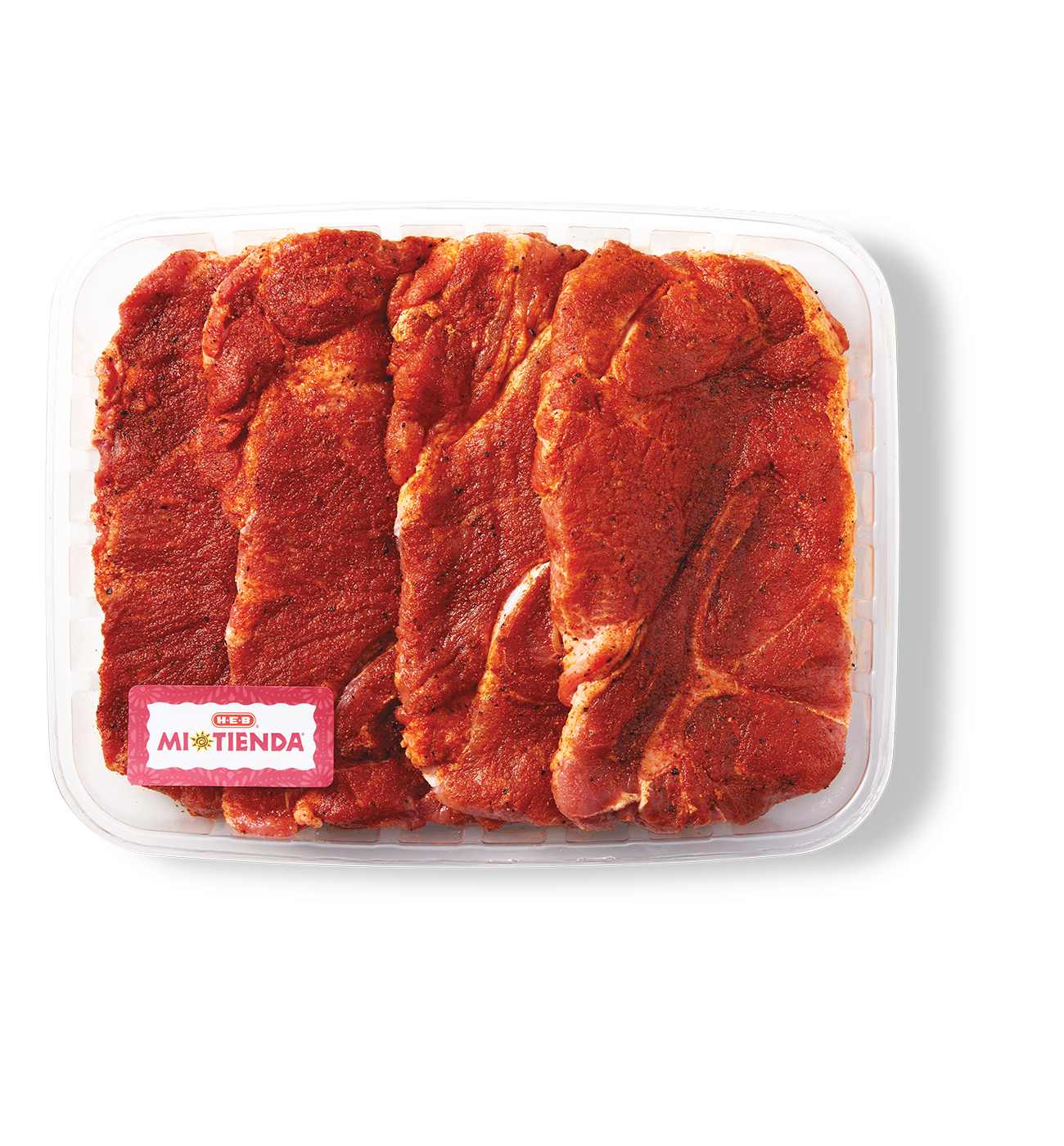 H-E-B Mi Tienda Seasoned Bone-in Pork Butt Steaks – Achiote – Value Pack; image 1 of 2